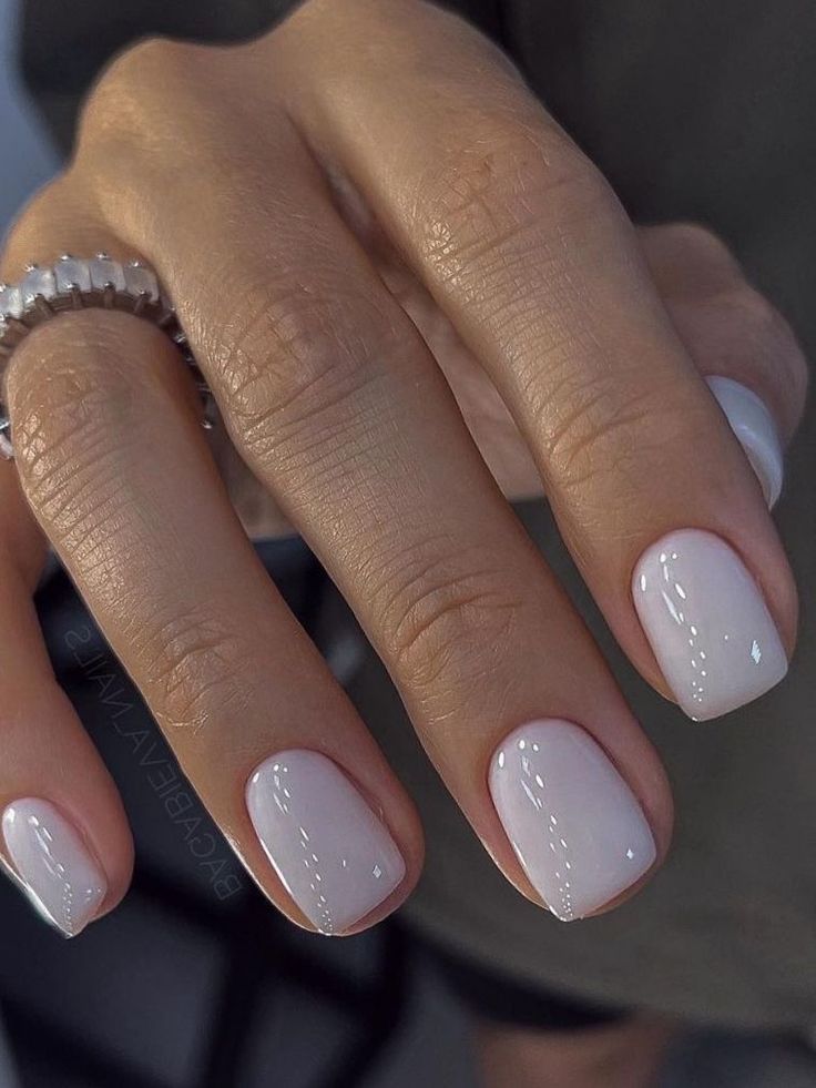 Short milky white nails